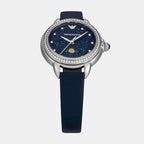 Women Quartz Blue Dial Analog Leather Watch AR11629