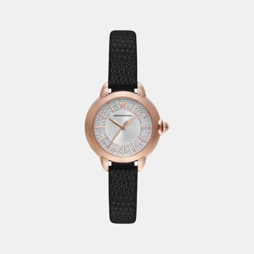 Women Quartz Silver Dial Analog Leather Watch AR11631