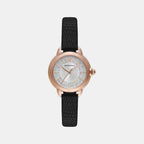 Women Quartz Silver Dial Analog Leather Watch AR11631