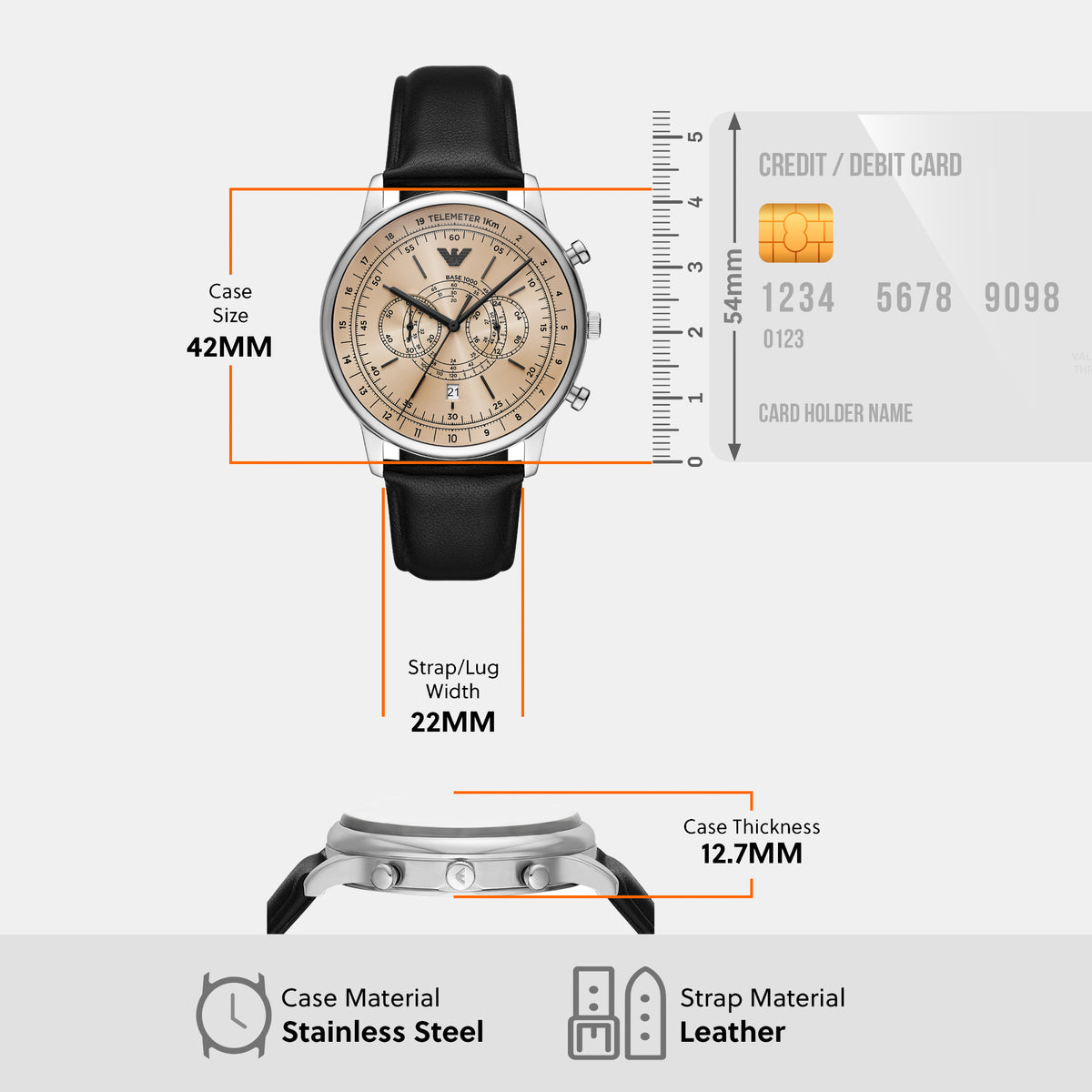 Men Quartz White Dial Chronograph Leather Watch AR11634