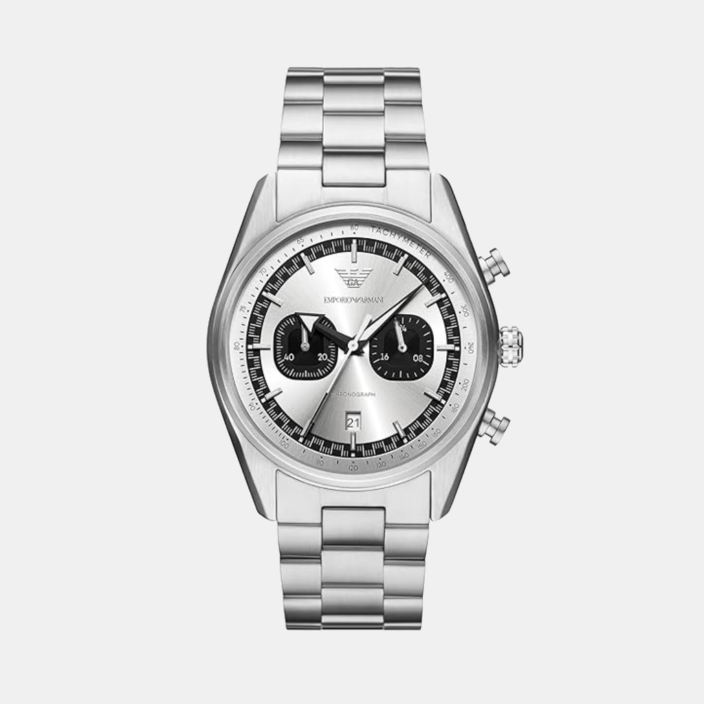 Na Men Quartz Black & Silver Dial Chronograph Stainless Steel Watch AR11636