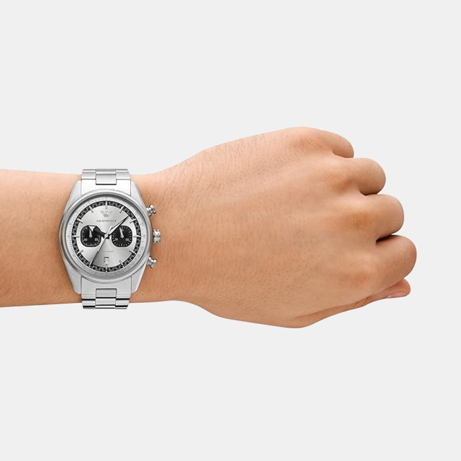 Na Men Quartz Black & Silver Dial Chronograph Stainless Steel Watch AR11636