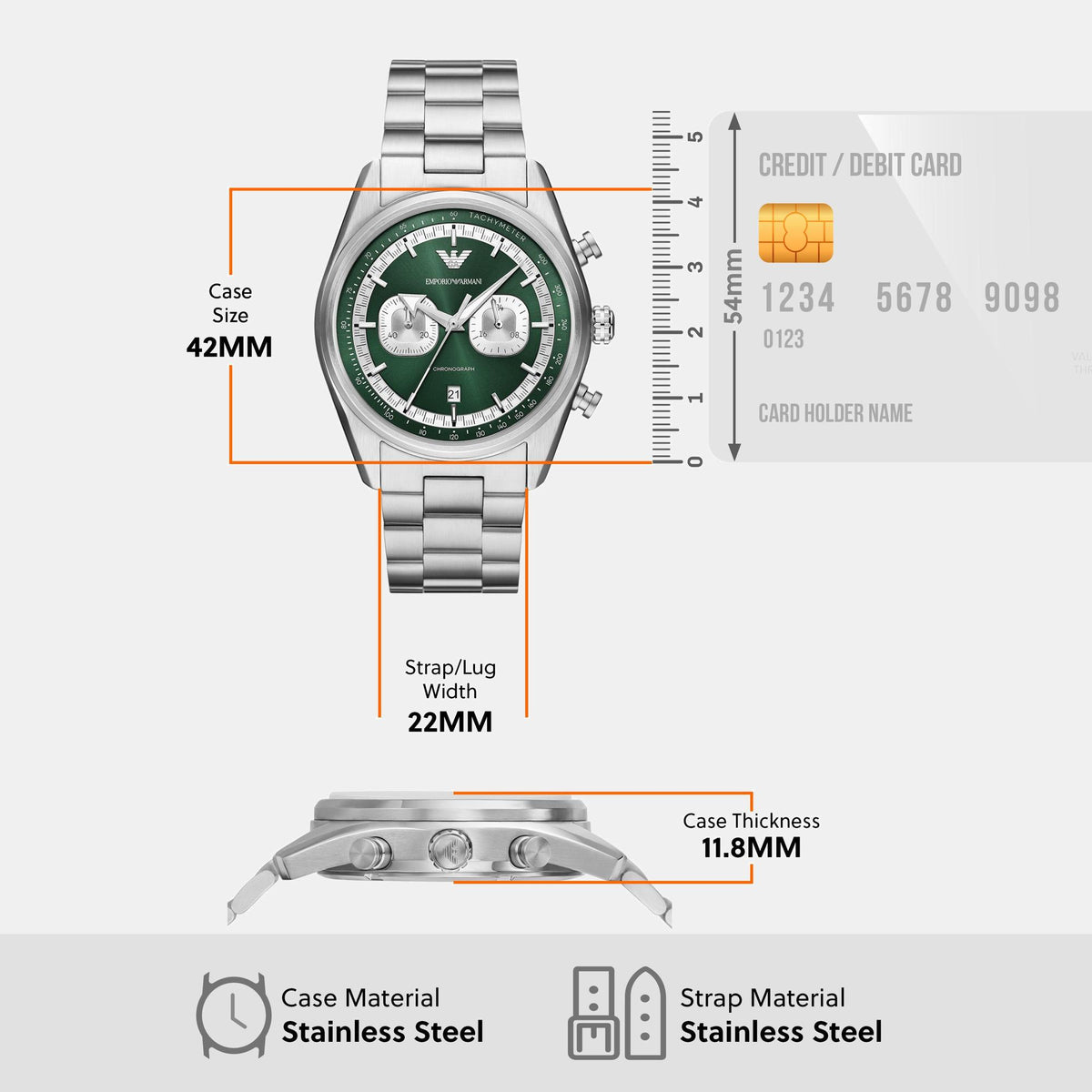 Racer Men Quartz Green Dial Chronograph Stainless Steel Watch AR11637