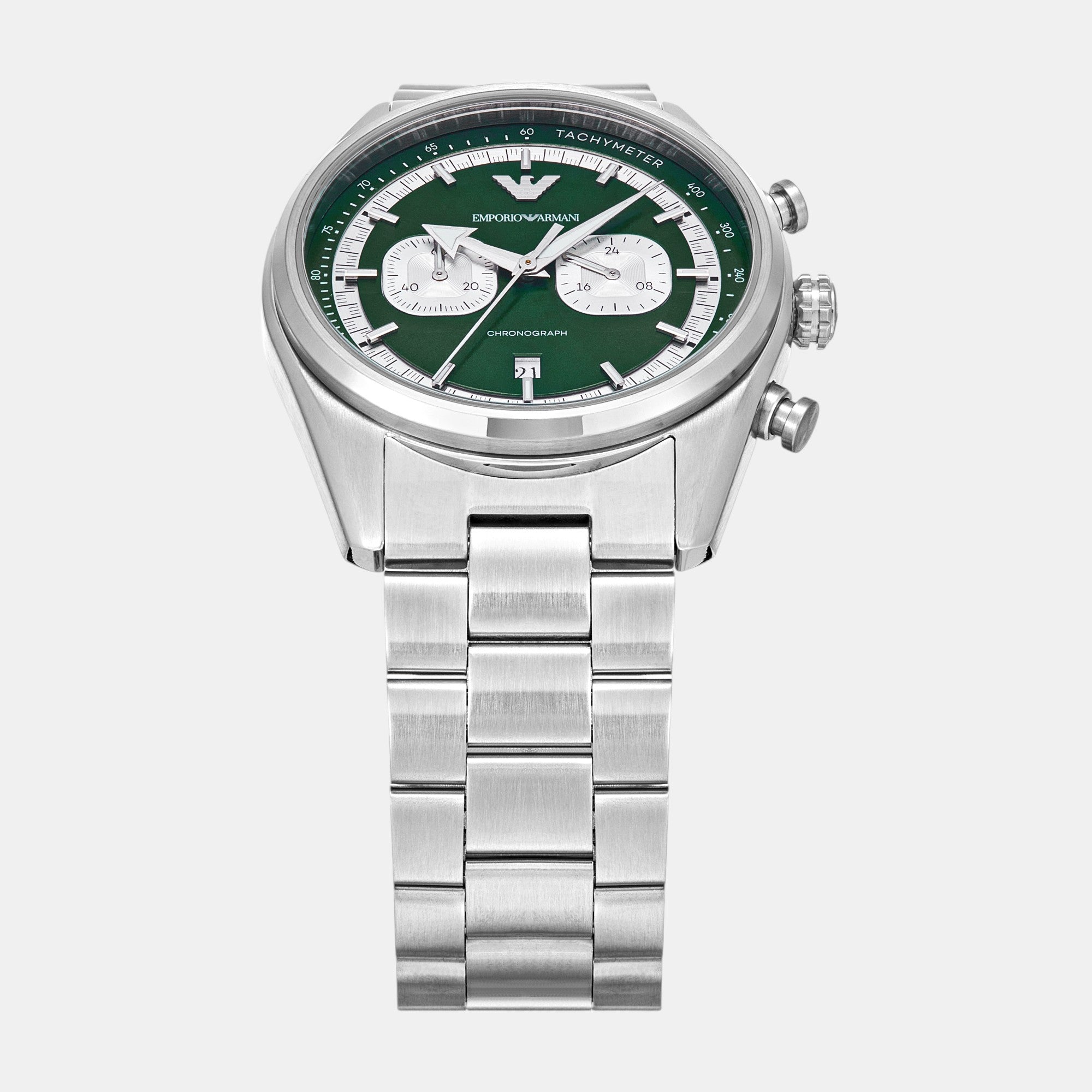 racer Men Quartz Green & Silver Dial Chronograph Stainless Steel Watch AR11637