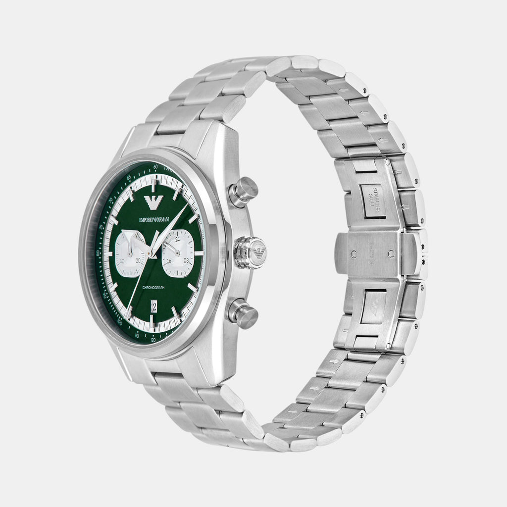 racer Men Quartz Green & Silver Dial Chronograph Stainless Steel Watch AR11637