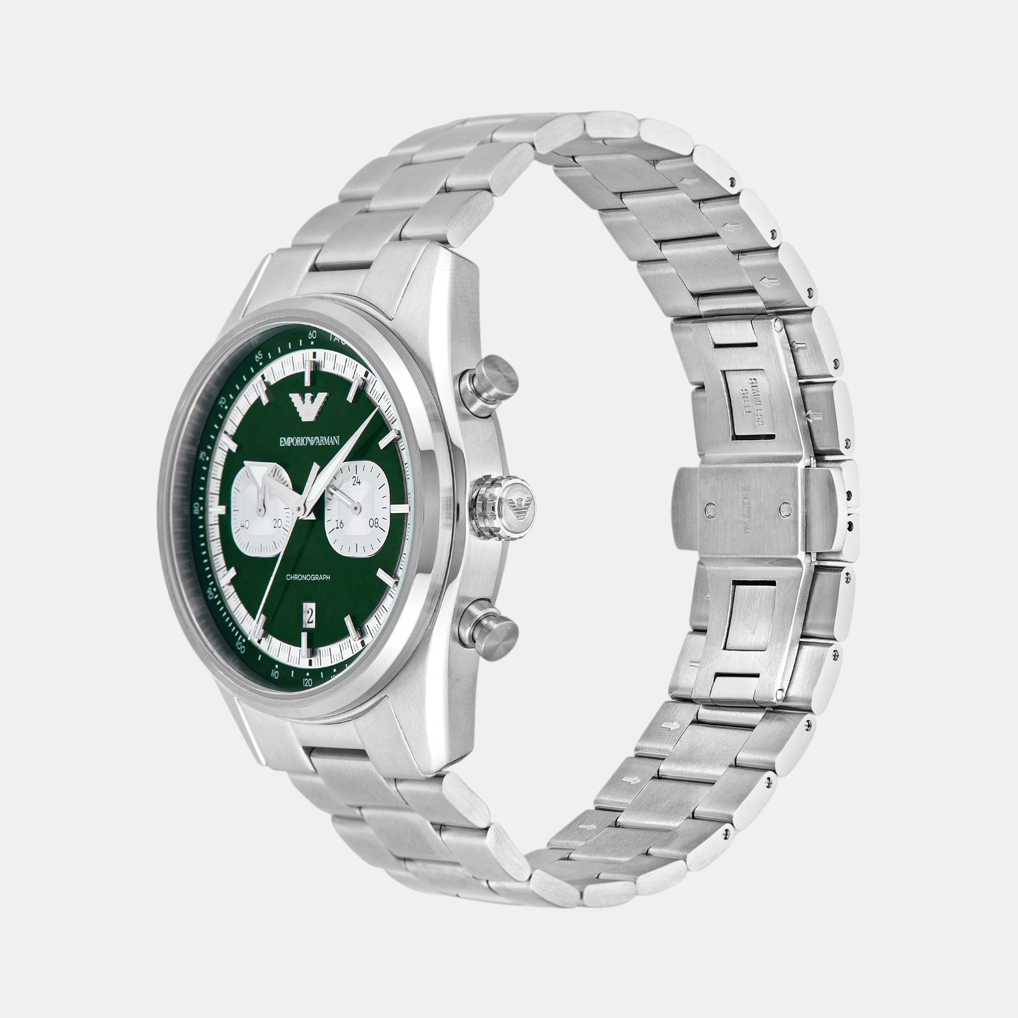 racer Men Quartz Green & Silver Dial Chronograph Stainless Steel Watch AR11637