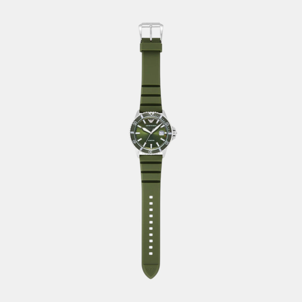 Men Quartz Green Dial Analog Silicone Watch AR11638