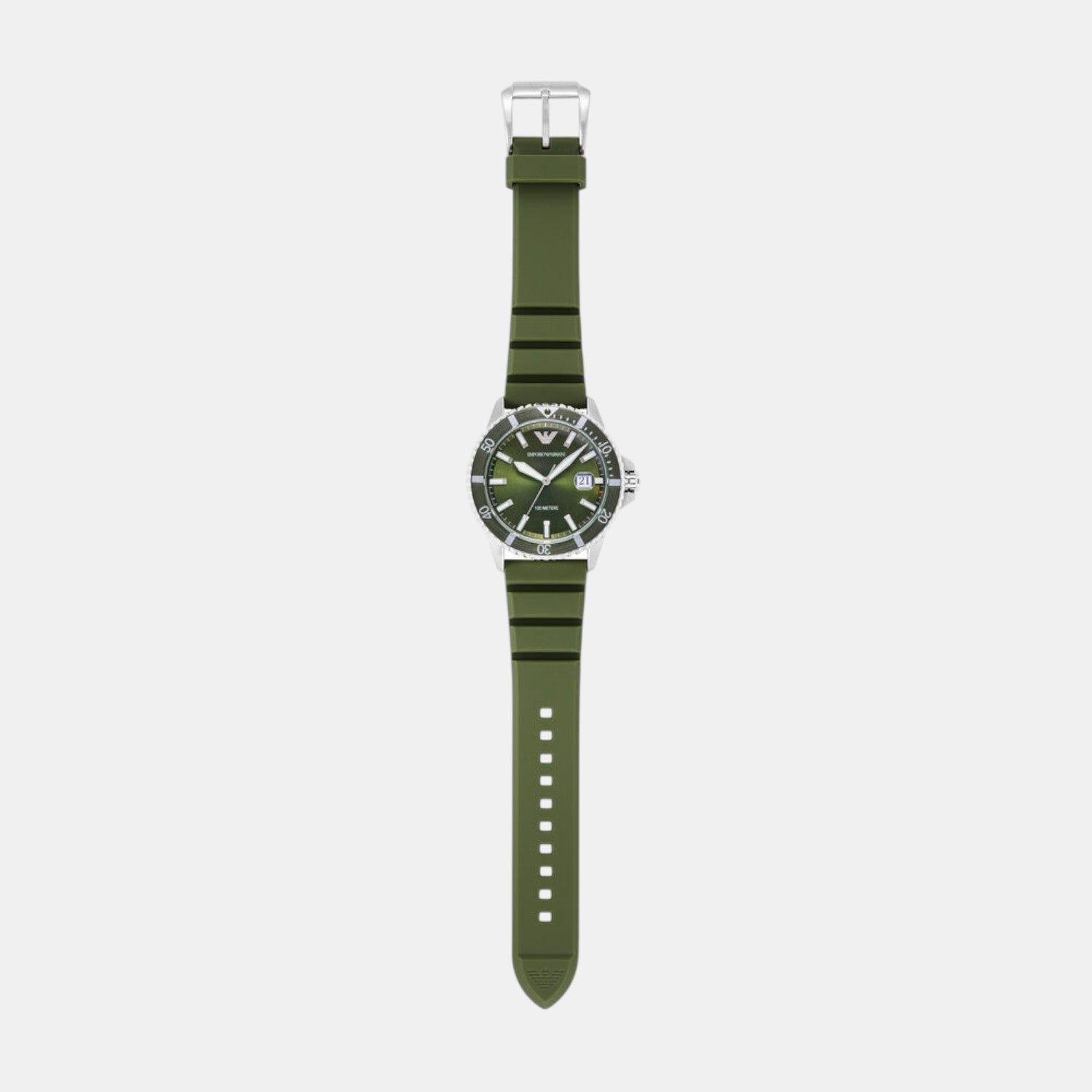 Men Quartz Green Dial Analog Silicone Watch AR11638