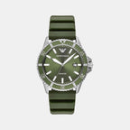 Men Quartz Green Dial Analog Silicone Watch AR11638