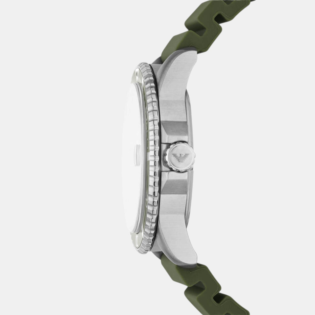 Men Quartz Green Dial Analog Silicone Watch AR11638