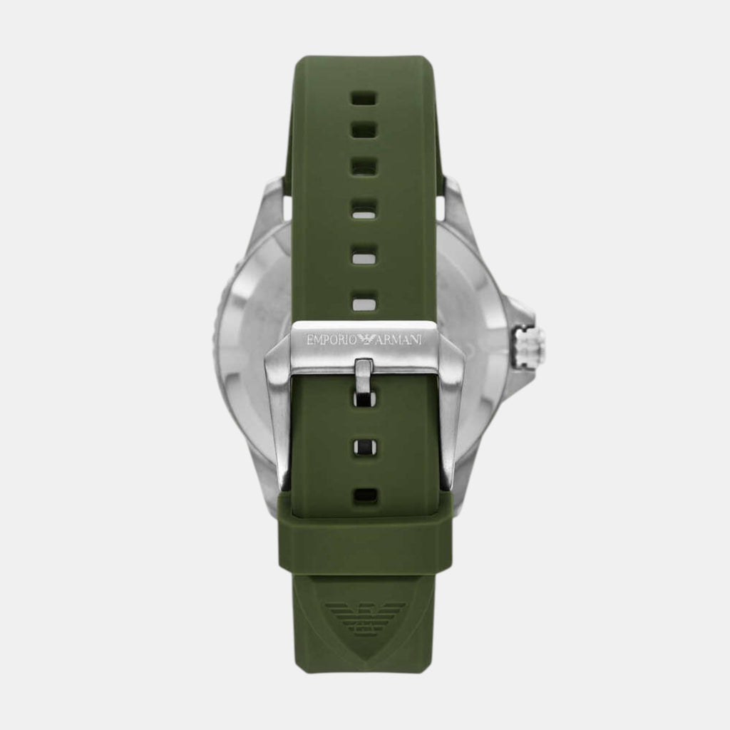 Men Quartz Green Dial Analog Silicone Watch AR11638