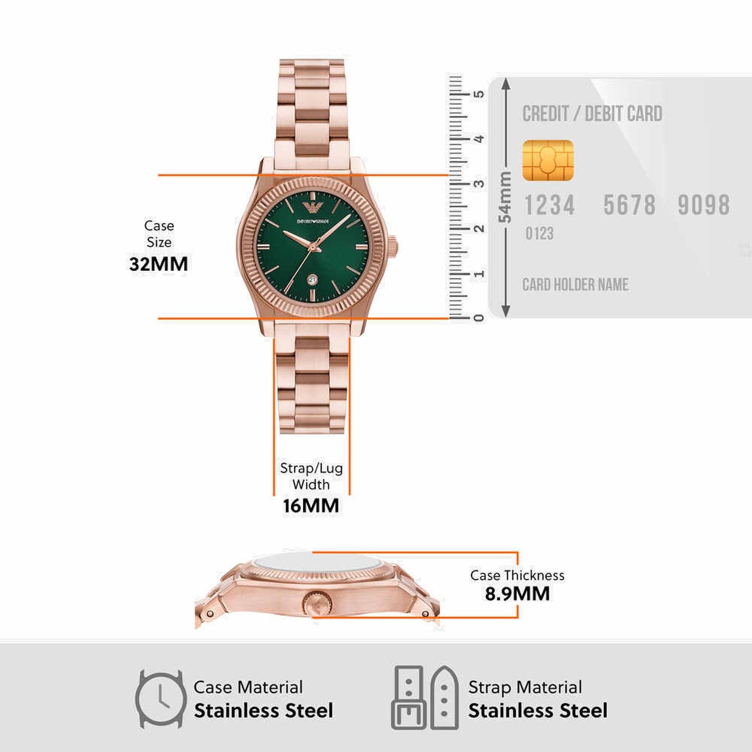 Women Quartz Green Dial Analog Watch AR11639