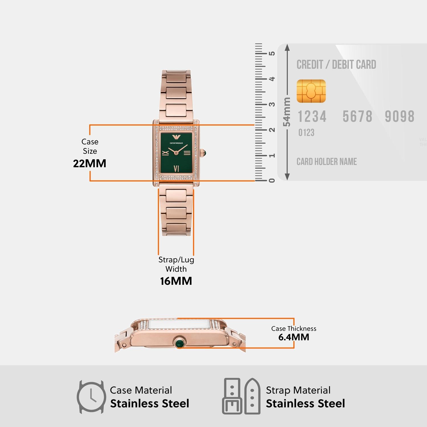 Women Quartz Green Dial Analog Stainless Steel Watch AR11641