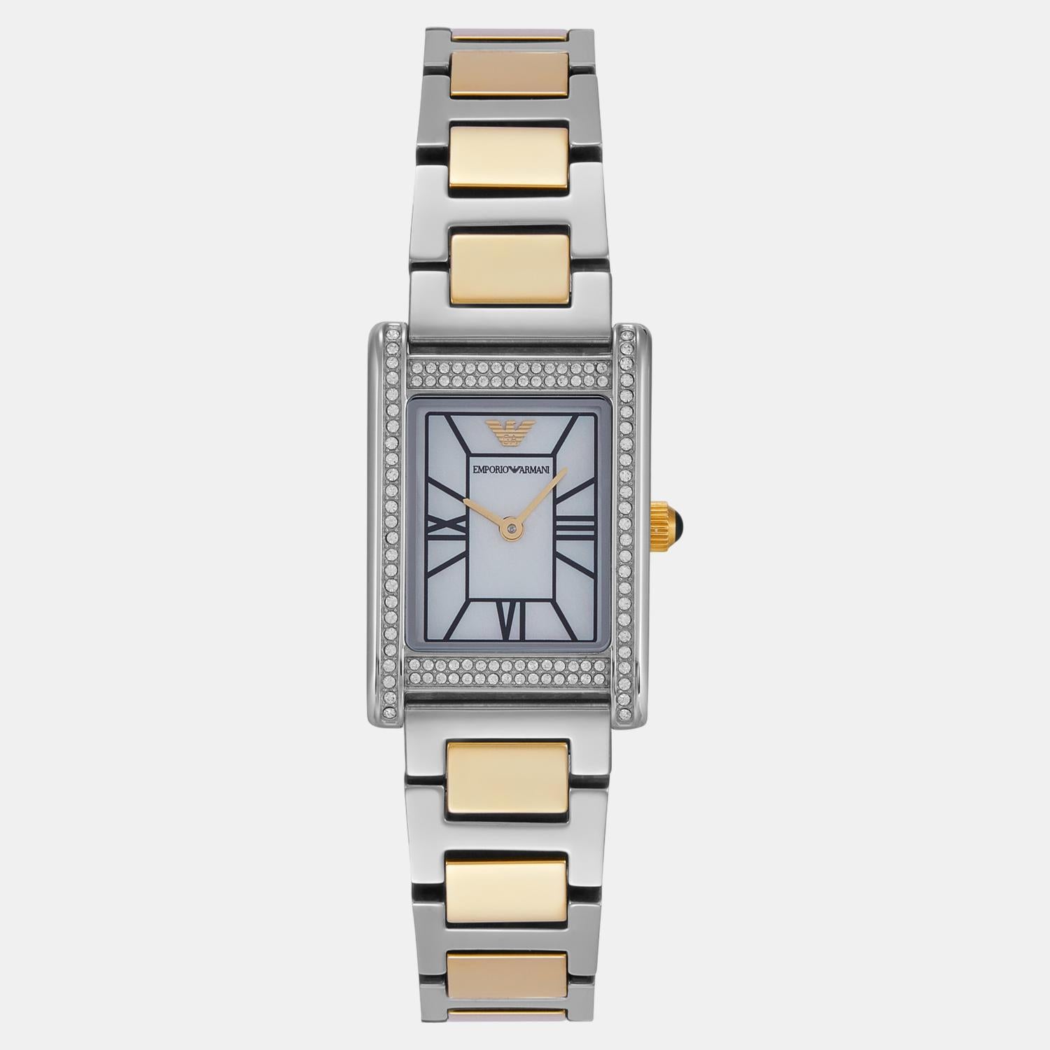 Women Quartz Mother Of Pearl Dial Analog Stainless Steel Watch AR11642