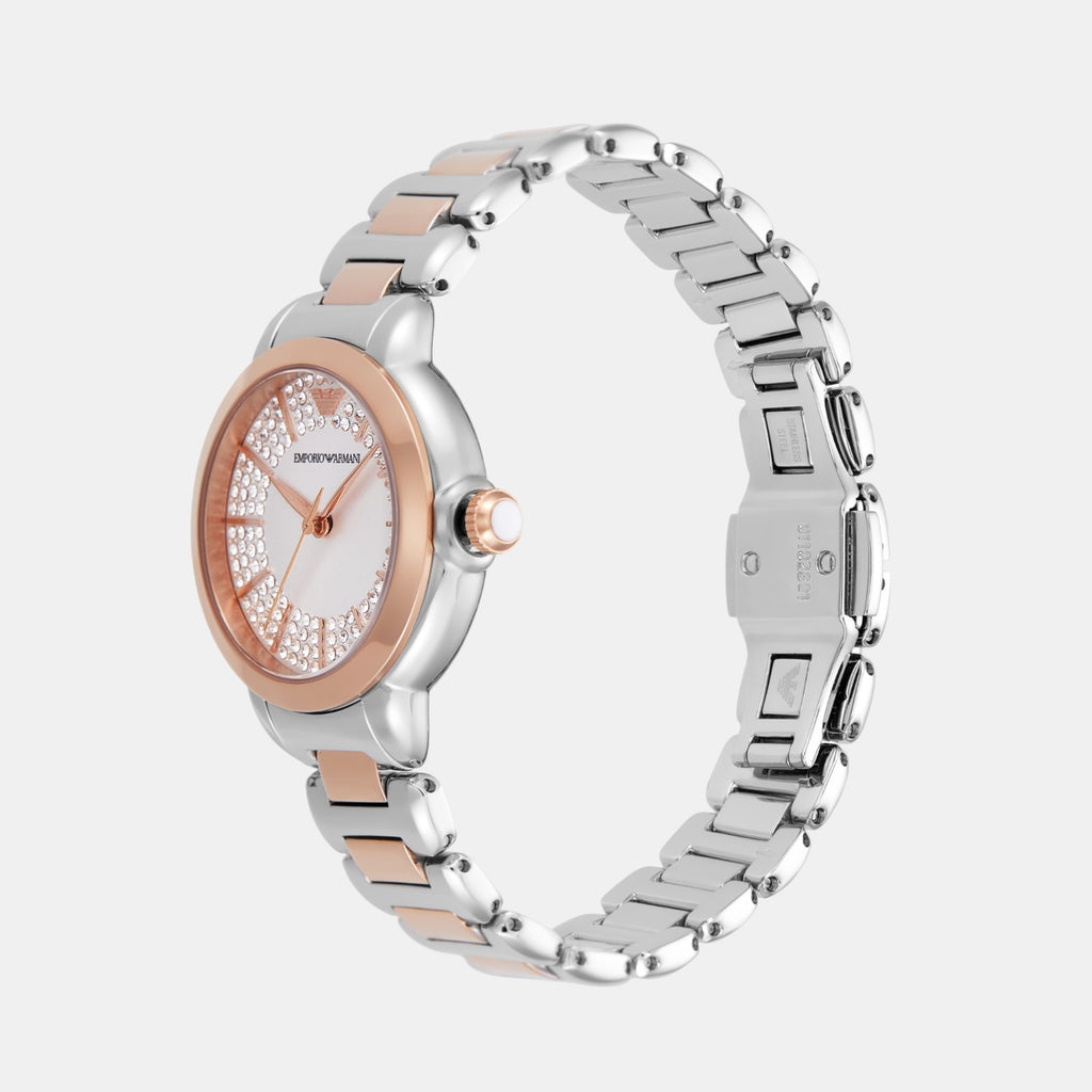 Women Quartz Silver Dial Analog Stainless Steel Watch AR11643