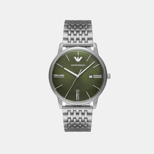 Men Quartz Green Dial Analog Stainless Steel Watch AR11644