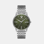 Men Quartz Green Dial Analog Stainless Steel Watch AR11644