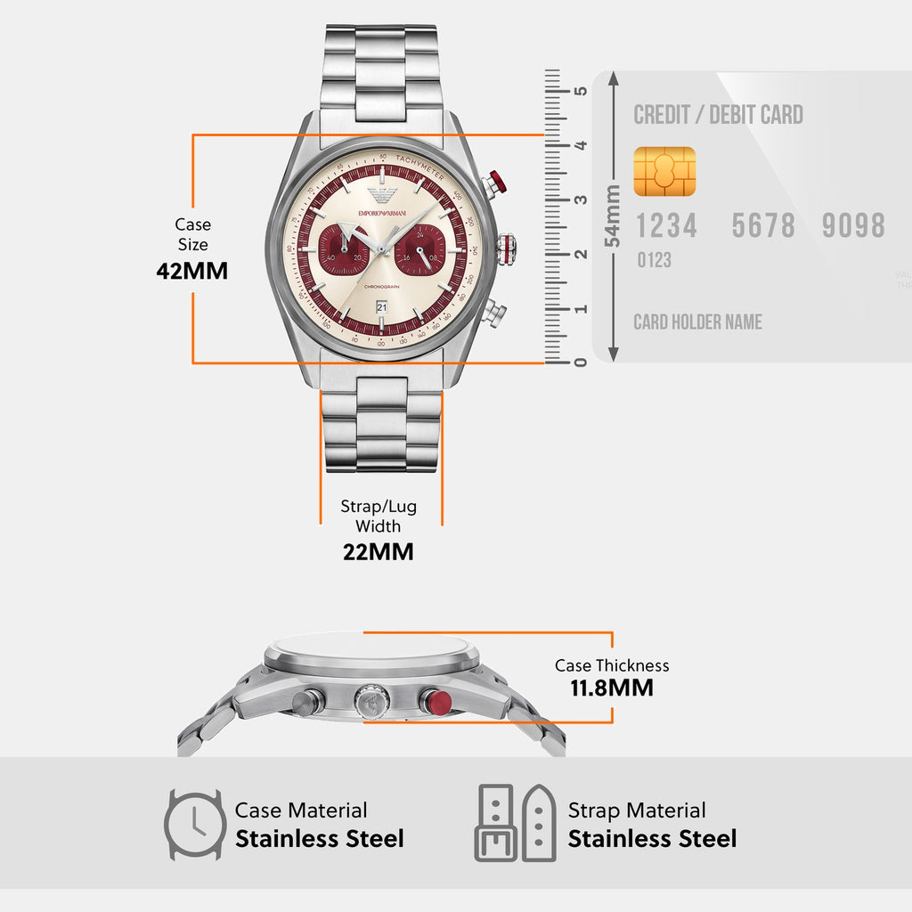 Men Quartz Two Tone Dial Chronograph Stainless Steel Watch AR11645