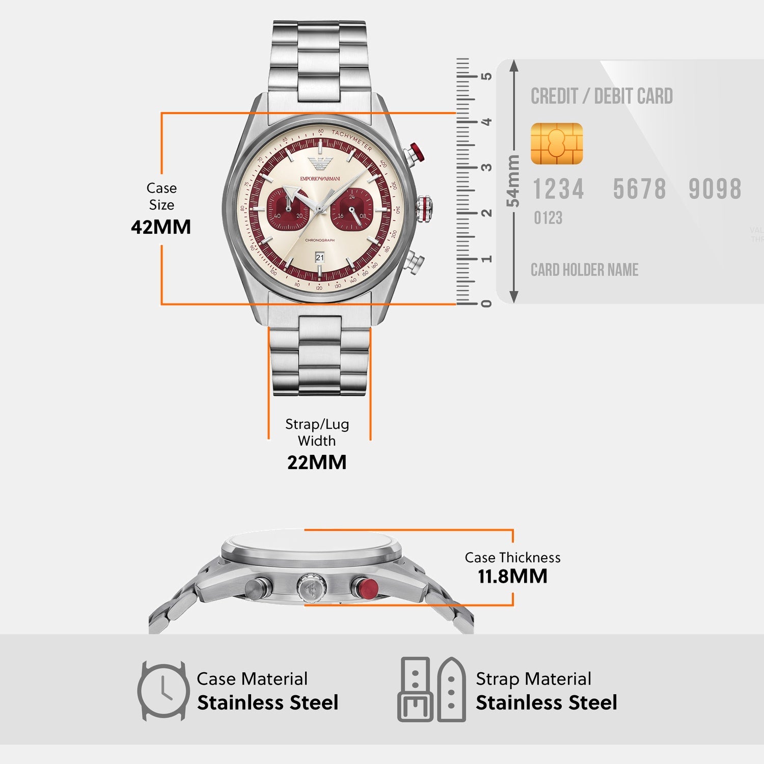 Men Quartz Two Tone Dial Chronograph Stainless Steel Watch AR11645