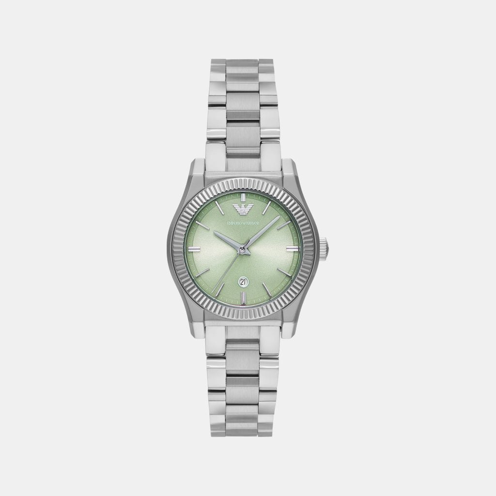 Women Quartz Green Dial Analog Stainless Steel Watch AR11656