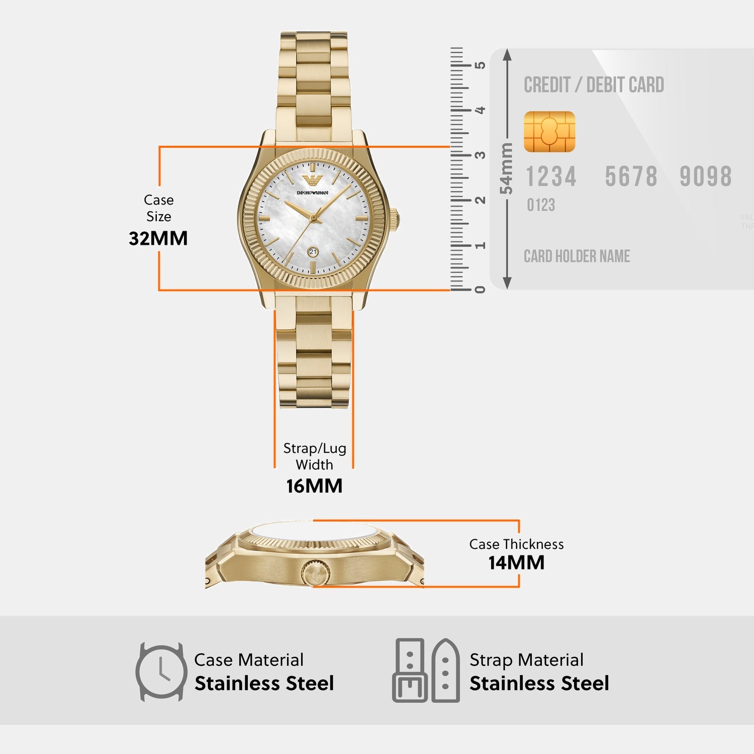 Women Quartz Mother Of Pearl Dial Analog Stainless Steel Watch AR11657