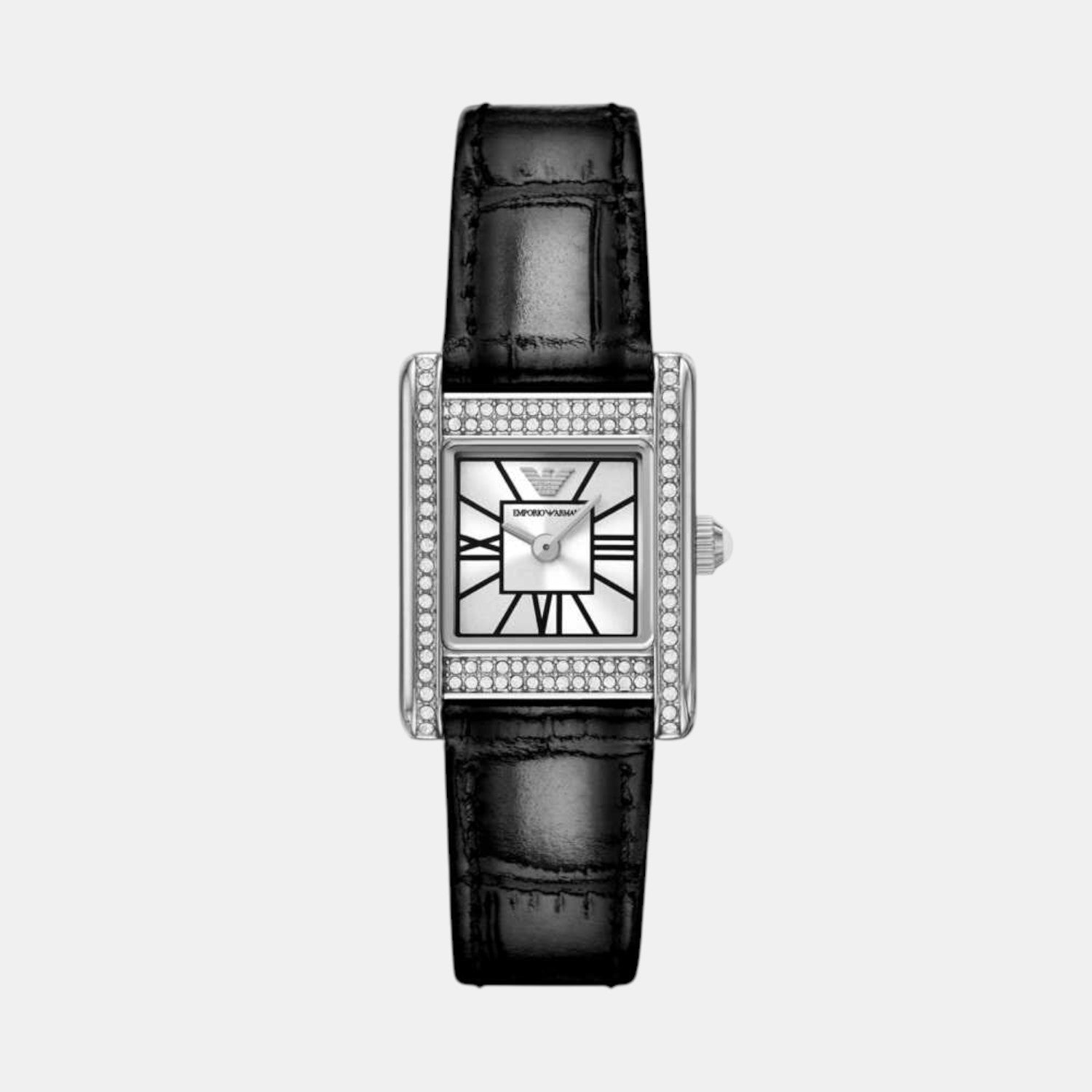 Women Quartz Silver Dial Analog Leather Watch AR11660