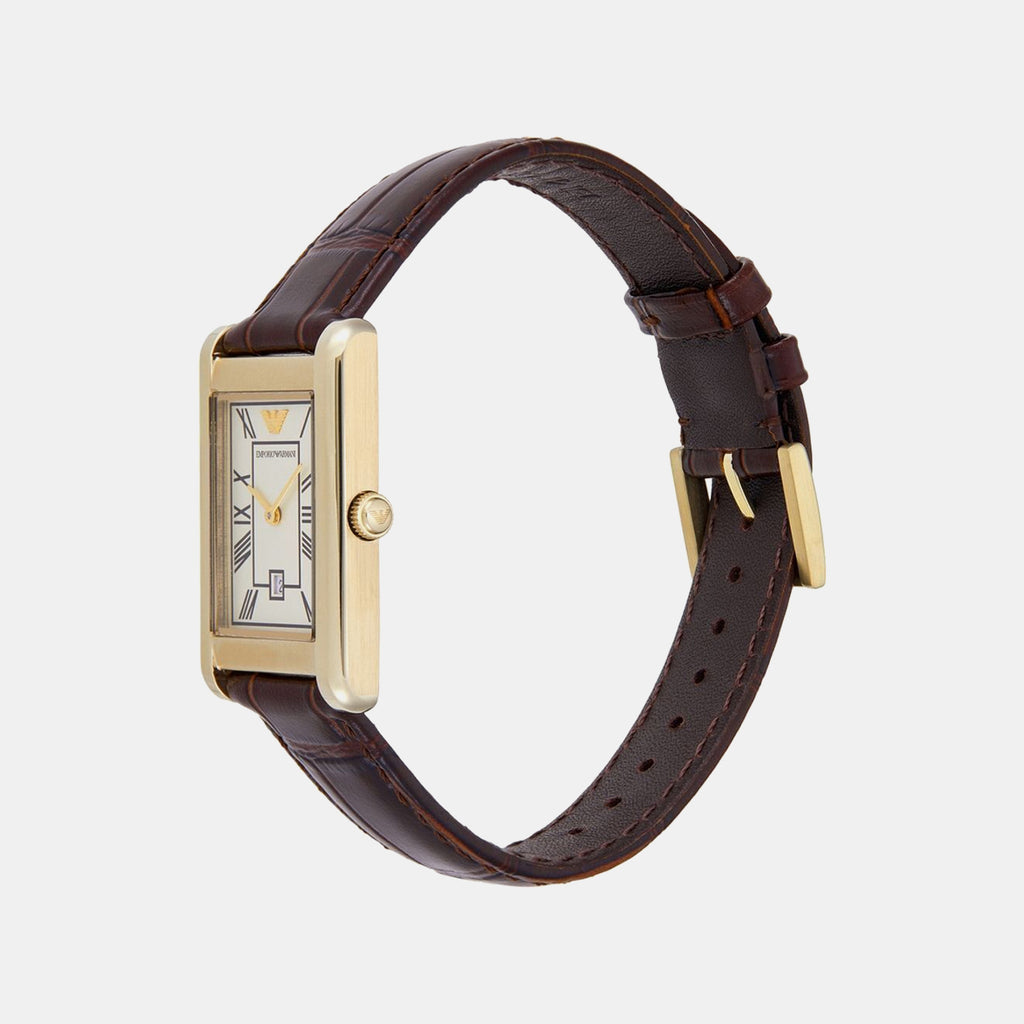 Men Quartz White Dial Analog Leather Watch AR11665