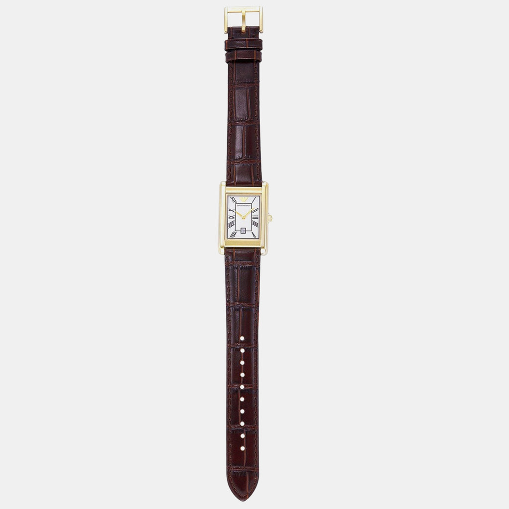 Men Quartz White Dial Analog Leather Watch AR11665