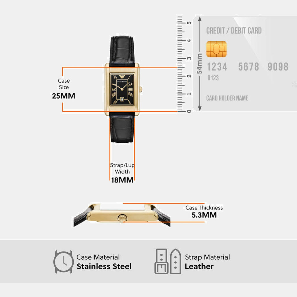 Men Quartz Black Dial Analog Leather Watch AR11666