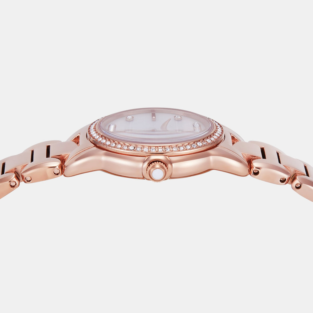 Women Quartz White Mother Of Pearl Dial Analog Stainless Steel Watch AR11671