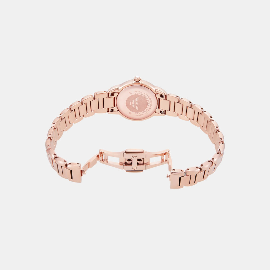 Women Quartz White Mother Of Pearl Dial Analog Stainless Steel Watch AR11671