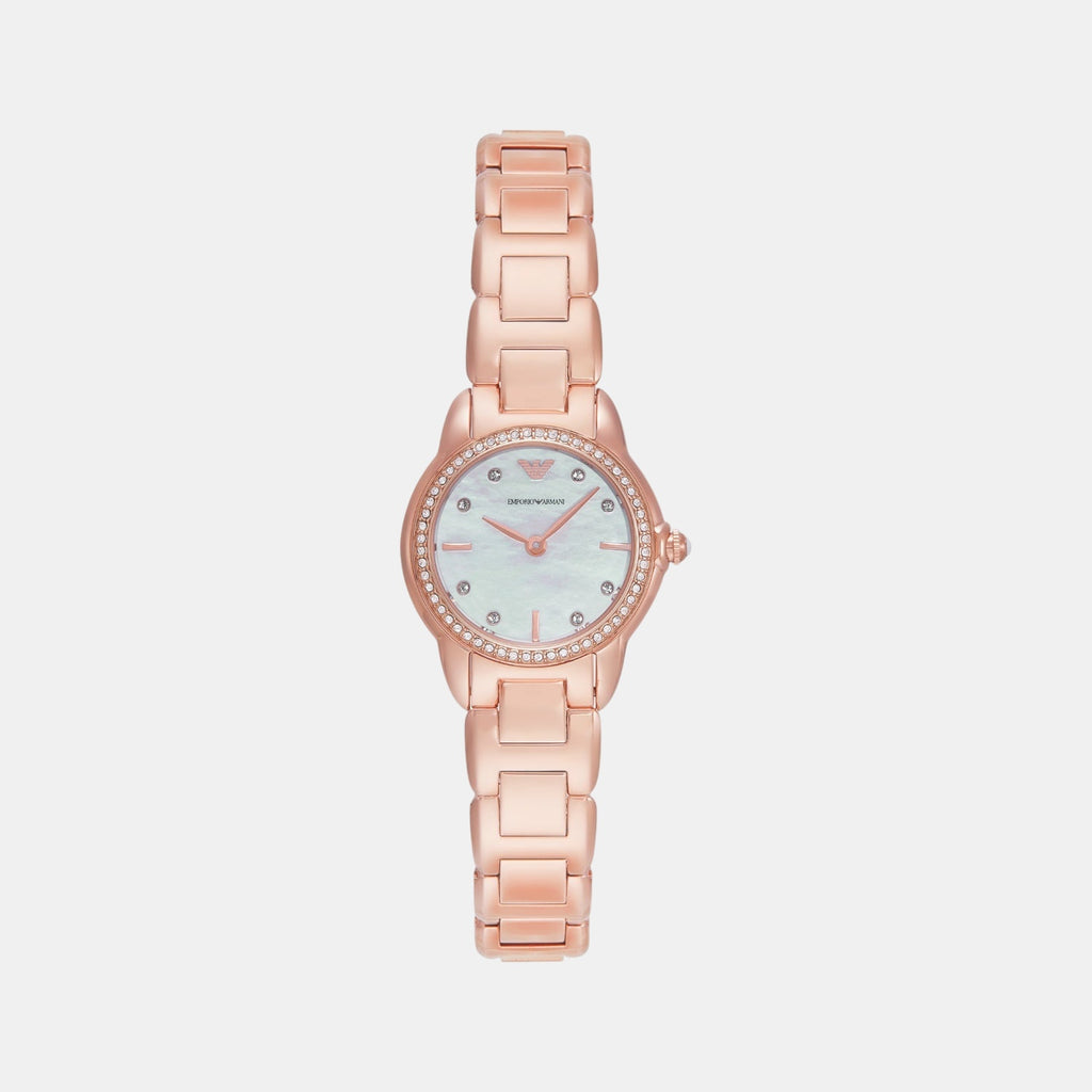 Women Quartz White Mother Of Pearl Dial Analog Stainless Steel Watch AR11671