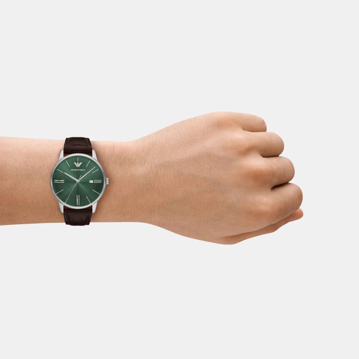 Men Quartz Green Dial Analog Leather Watch AR11672