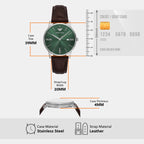 Men Quartz Green Dial Analog Leather Watch AR11672