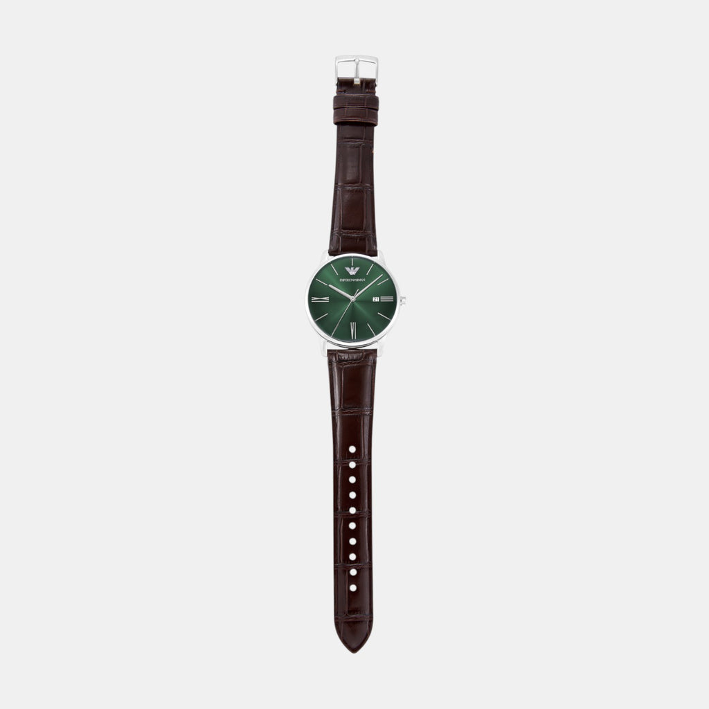 Men Quartz Green Dial Analog Leather Watch AR11672