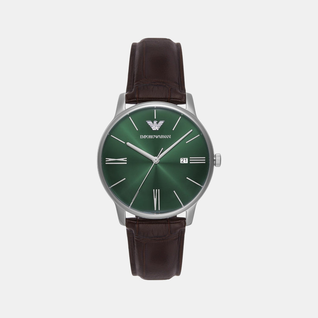 Men Quartz Green Dial Analog Leather Watch AR11672