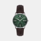 Men Quartz Green Dial Analog Leather Watch AR11672