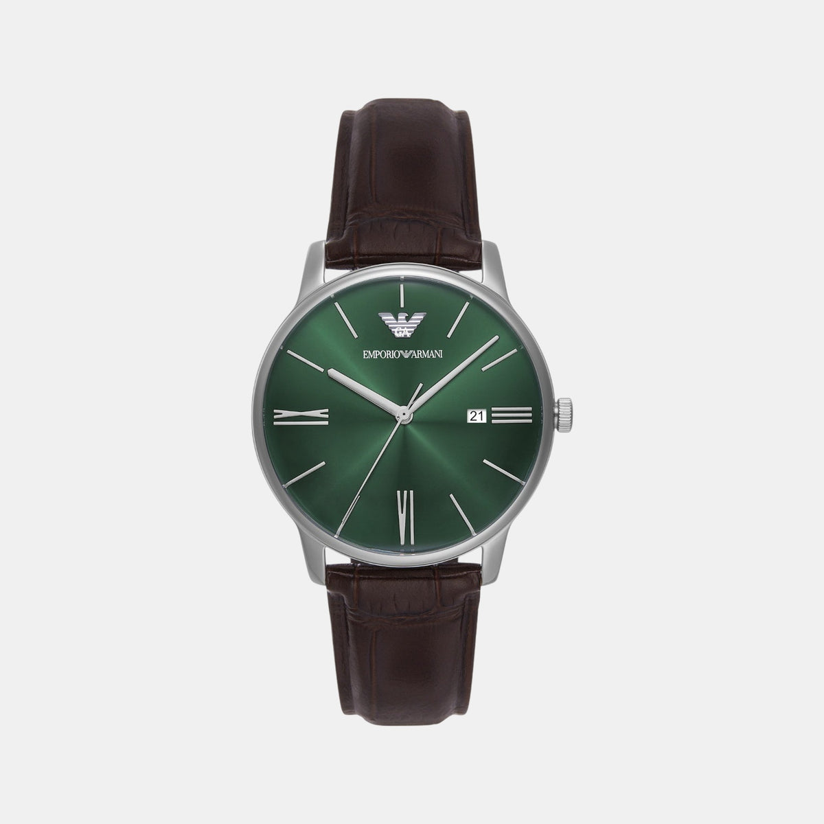 Men Quartz Green Dial Analog Leather Watch AR11672