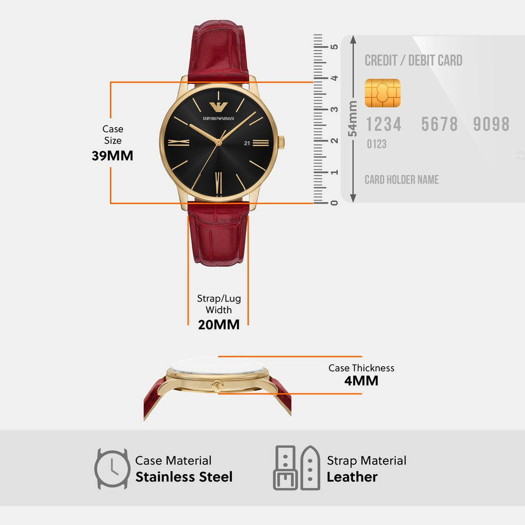 Men Quartz Black Dial Analog Leather Watch AR11673