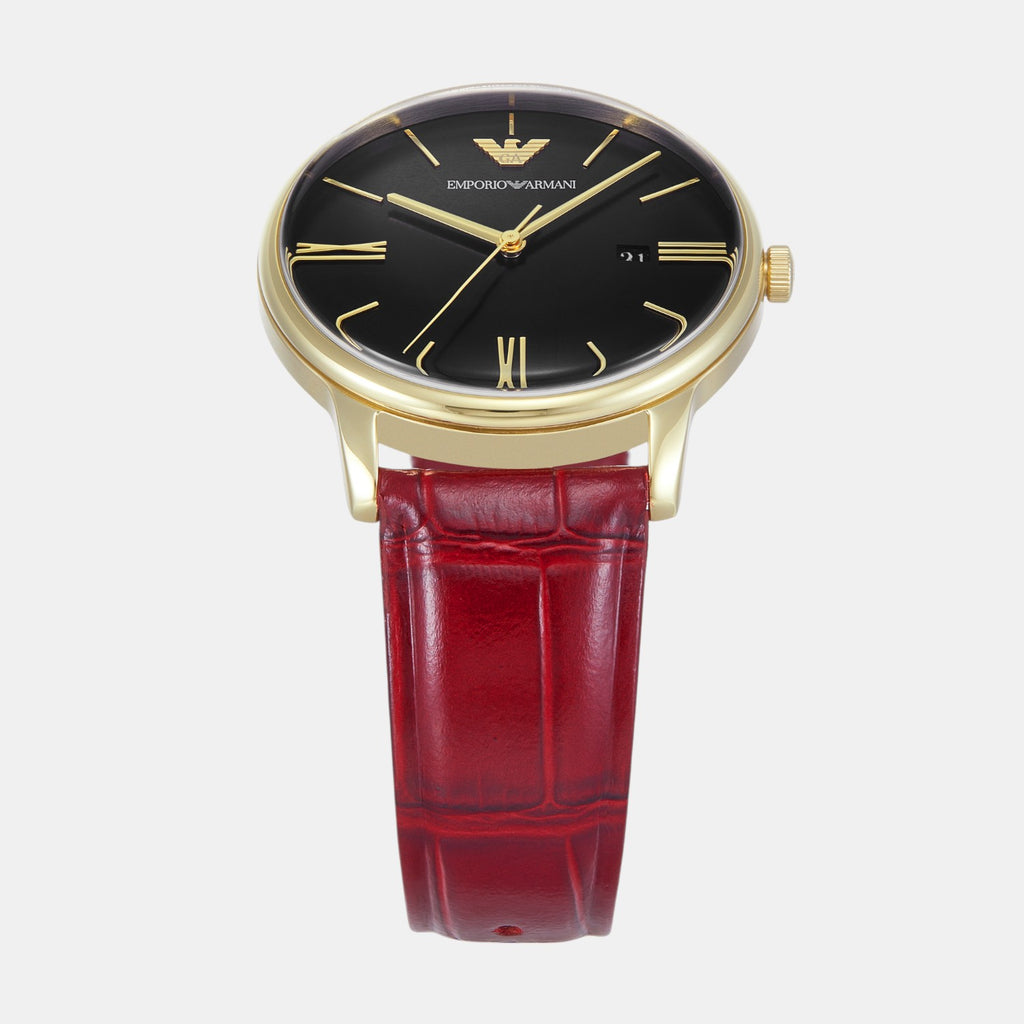 Men Quartz Black Dial Analog Leather Watch AR11673