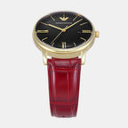 Men Quartz Black Dial Analog Leather Watch AR11673