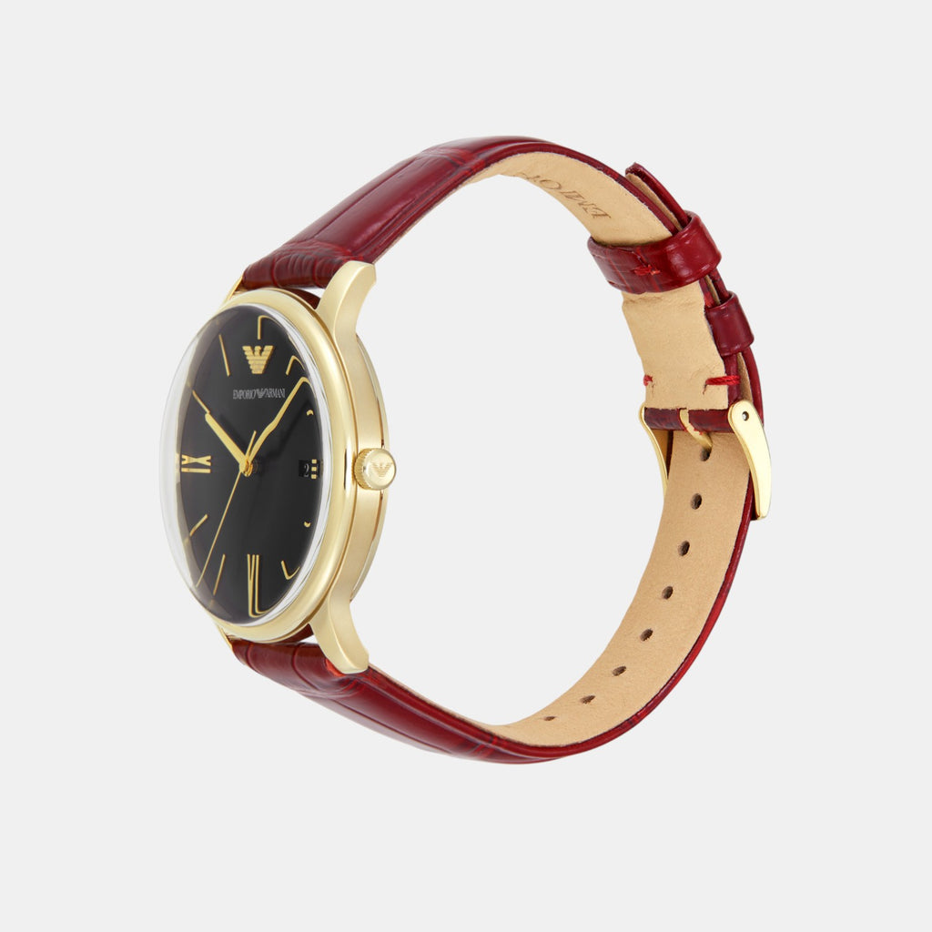 Men Quartz Black Dial Analog Leather Watch AR11673