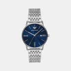 Men Quartz Blue Dial Analog Stainless Steel Watch AR11674
