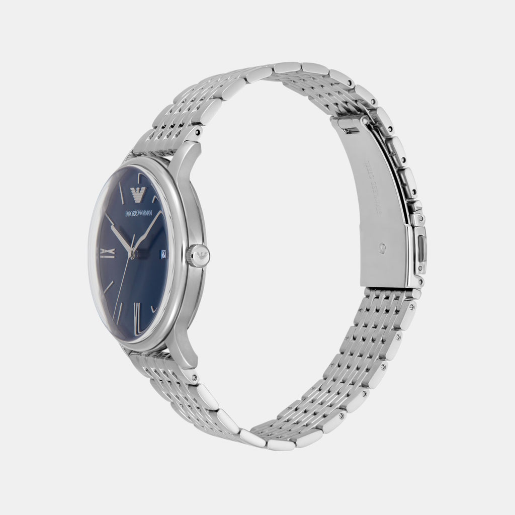 Men Quartz Blue Dial Analog Stainless Steel Watch AR11674