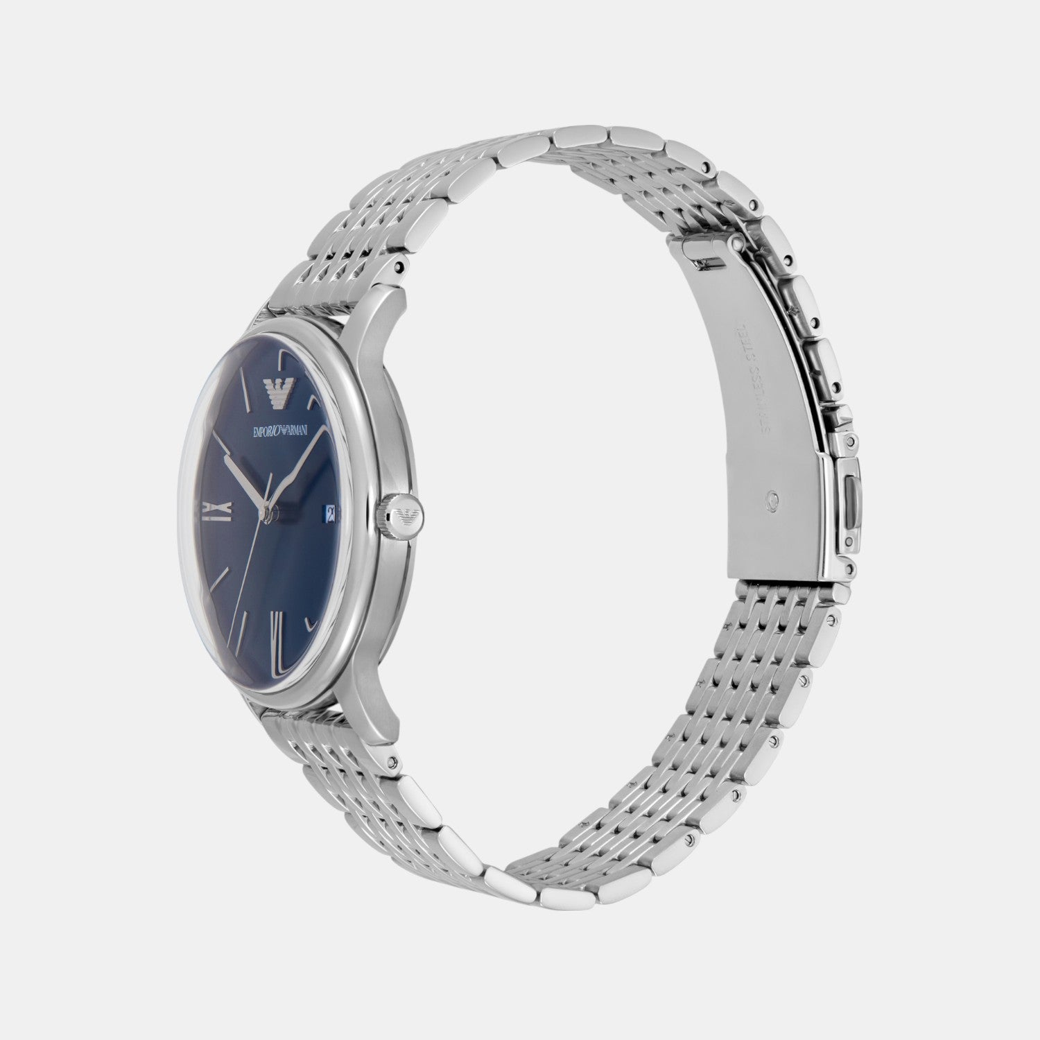 Men Quartz Blue Dial Analog Stainless Steel Watch AR11674