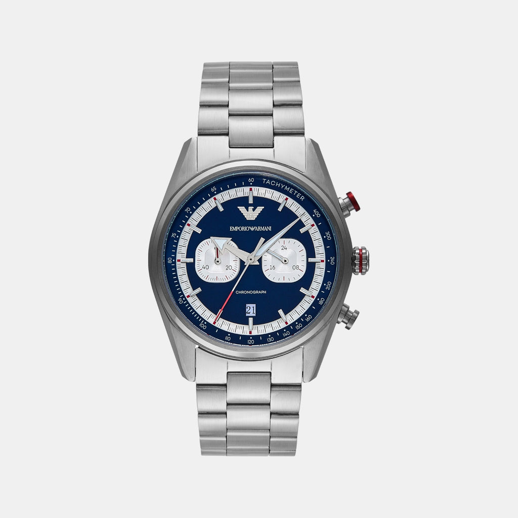 Men Quartz Two Tone Dial Chronograph Stainless Steel Watch AR11676