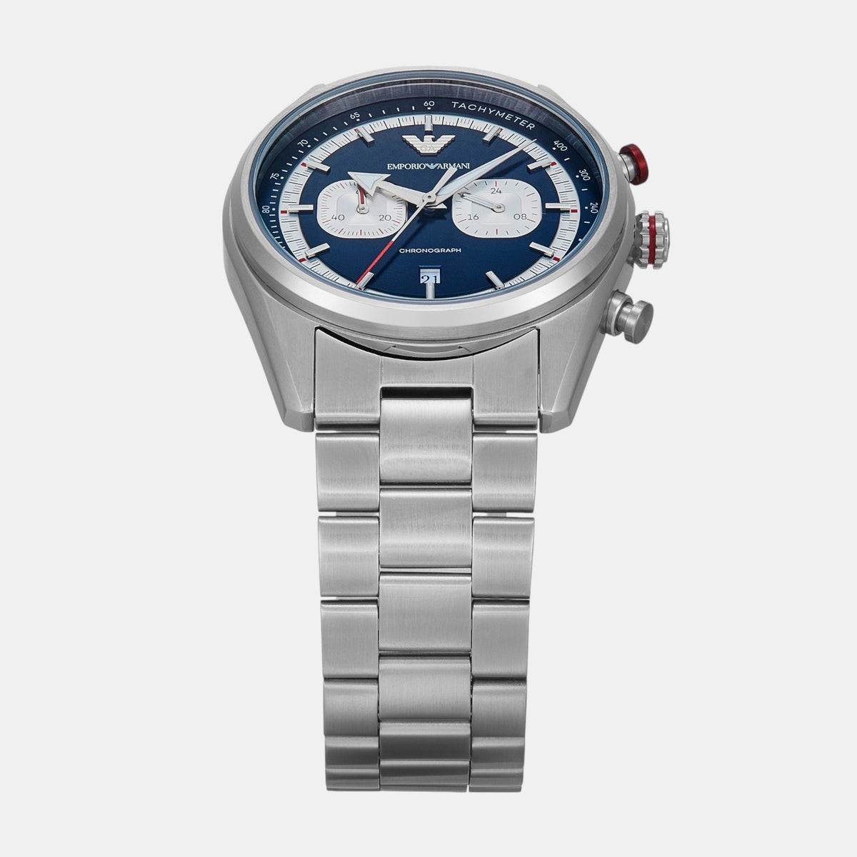 Men Quartz Blue Dial Chronograph Stainless Steel Watch AR11676