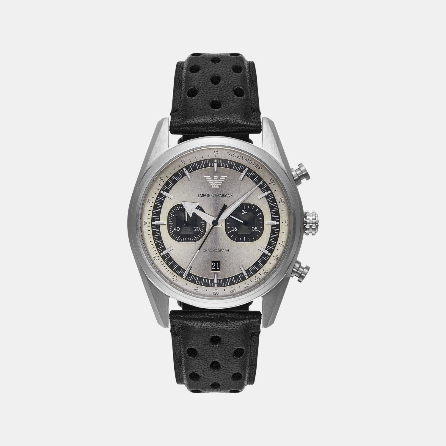 Men Quartz Two Tone Dial Chronograph Leather Watch AR11677