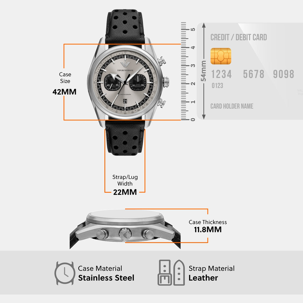 Men Quartz Two Tone Dial Chronograph Leather Watch AR11677