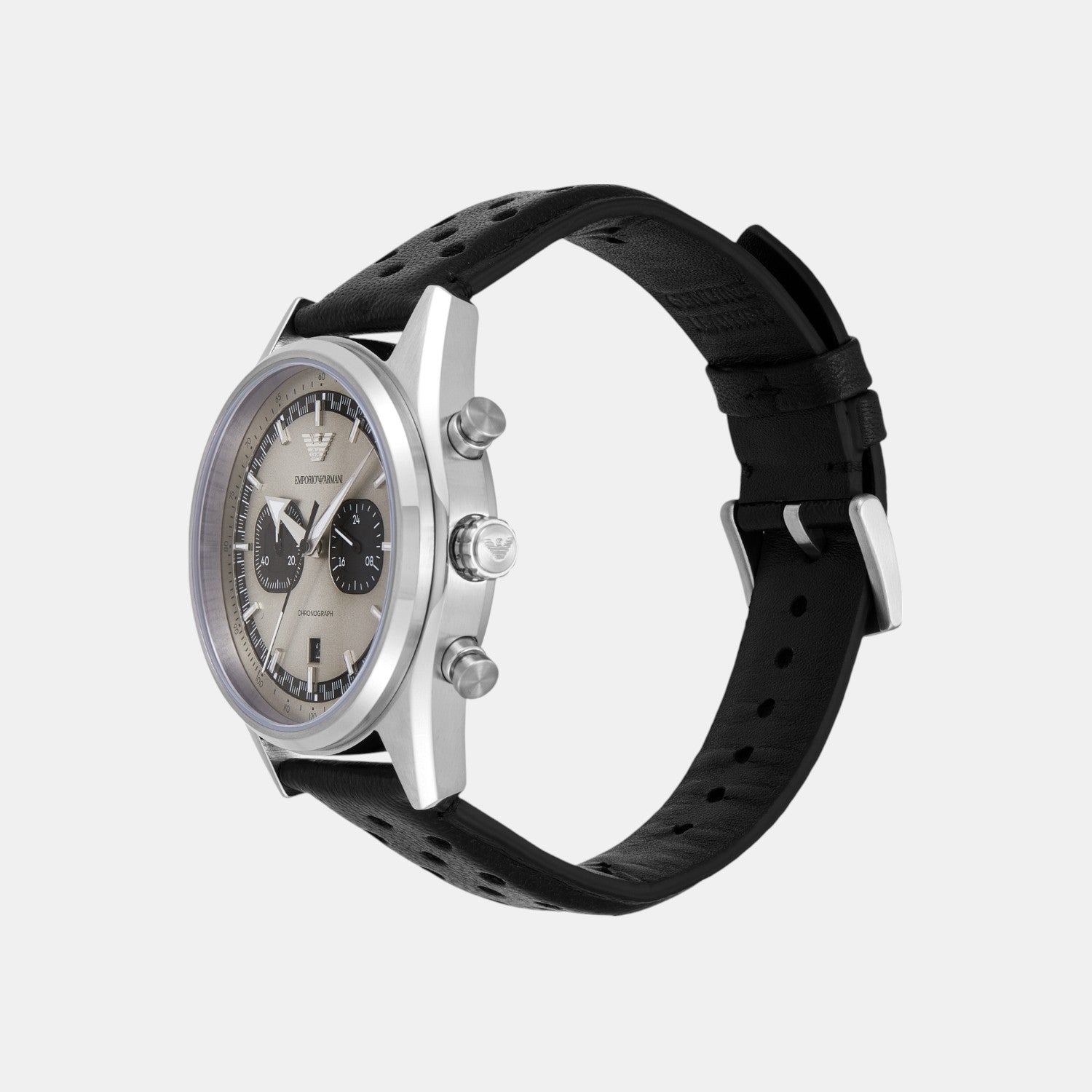 Men Quartz Two Tone Dial Chronograph Leather Watch AR11677